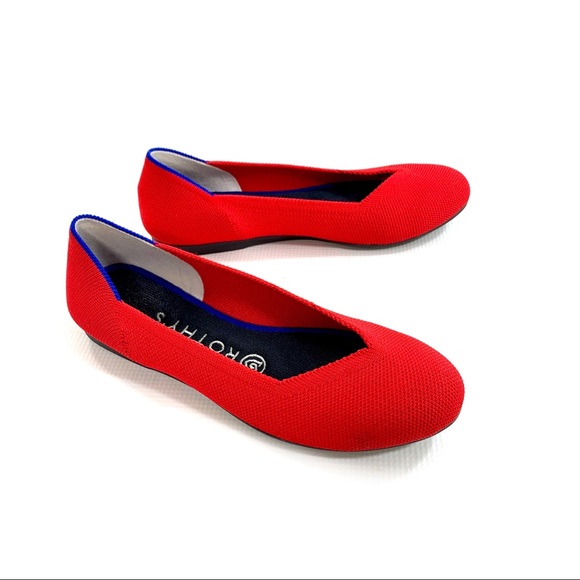 Rothys Red Round Toe Ballet Flats EUC sz 6.5 - Picture 1 of 10